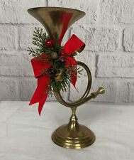 VTG Brass Candle Holder Christmas Horn Shaped Made In India 9