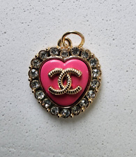 DESIGNER PINK HEART WITH RHINESTONES 23 MM  1 PC picture