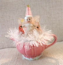 Vintage Pink Winter Angel Brush Tree Assemblage Retro-7 inch picture