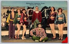 Gainesville Community Circus Women Clown Horses Linen Postcard NP c1940's-50 picture