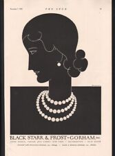 1930 BLACK STARR FROST GORHAM FASHION JEWELRY PEARL BEAUTY ART DECO AD22473 picture
