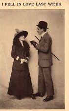 Vintage Postcard 1913 Lovers Courting Confession I Fell In Love Last Week picture