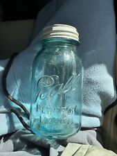 Antique 1923-1933 Blue Ball Mason Jar With Original Zinc Lid picture