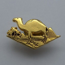 Egyptian Desert Camel Pyramids Egypt Wild Animal Collectable Golden Pin Badge picture