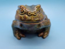 Vintage Green Glazed Ceramic Frog Toad Garden Figure Signed 