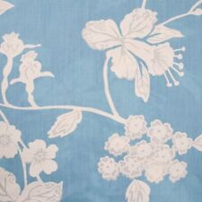 Vtg Hawaiian Fabric 3 Yards Cotton Blue White Orchids Floral Flowers Tropical picture