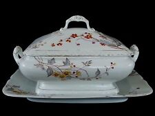 Outstanding antique F&M Fisher & Mieg Ironstone covered Casserole bowl & platter picture