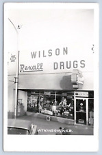Atkinson Nebraska NE Wilson Rexall Drugs Vtg RPPC Coca Cola Sign c1950s Postcard picture