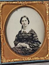 Antique Ambrotype Of Beautiful Girl Young Lady Woman Beautiful Case Dress picture