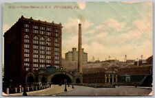 Pittsburg Pennsylvania 1910 Postcard Union Station PA Railroad picture