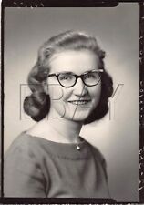 Old Photo Snapshot Woman With Glasses Vintage Studio Portrait Vtg Portrait 6A6 picture