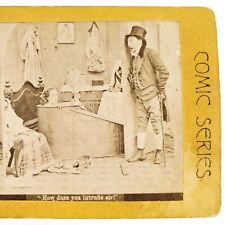 Undressed Woman Taking Bath Stereoview c1880 Peeping Tom Man Pretty Girl H1307 picture