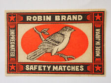 ROBIN BRAND SAFETY MATCHES MATCH BOX LABEL c1900s Made in Japan picture
