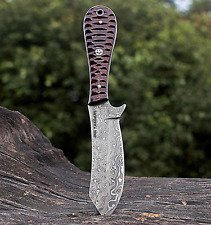 HANDMADE DAMASCUS BULL CUTTER KNIFE, COWBOY KNIFE, CASTRATION KNIFE 3777 picture