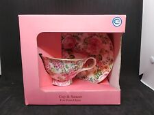 EDWARDIAN COLLECTION ENGLAND Tea Cup & Saucer Fine Bone China NEW IN BOX (E) picture