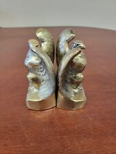 Vintage Brass Eagle Statue Book ends Perched Roosting Magestic Goldtone  picture
