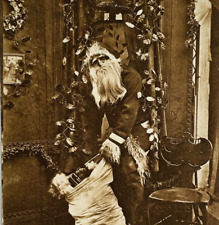 1909 Santa Claus with Sack of Toys Photo Style Xmas Antique Christmas Postcard picture