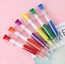 6pc Novelty Syringe Shape Ballpoint Highlighter Pen Fake Shot for Nurse MD Party picture