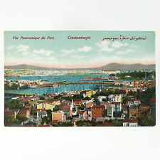 Port of Istanbul Panorama Postcard c1915 Turkish Tall Ships & Boat Pier C3225 picture