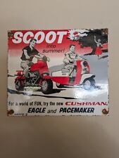 vintage gas and oil sign. Cushman  Motor Scooters. Eagle and Pacemaker picture