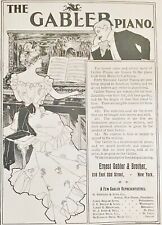 Vtg 1900 Victorian Print Ad~THE GABLER PIANO by Charles Austin Bates Agency NY picture