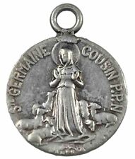 Vintage Catholic St Germaine Cousin Petite Silver Tone Religious Medal picture