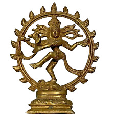 Vintage Brass Shiva Nataraja Lord Of Dance Hindu Goddess Statue Figurine 6