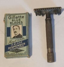 Gillette Vintage Double Edge Safety Razor  with box of  assorted blades picture