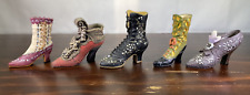 Lot of 5 Miniature Victorian Boot Shoe Figurines Fancy High Heel Collectible picture