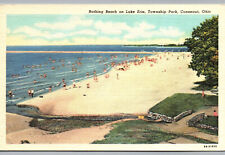 Conneaut OH Postcard Linen Scenic View Bathing Beach Lake Erie Township Park picture