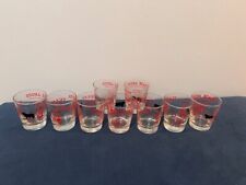 Set of 9 Texas Bull Shot Glass. Vintage. Ball Glasses. Mixed Drinks. picture