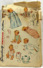 1949 Simplicity Sewing Pattern 3043 Infants Layette 10 Pc Newborn Vintage 8963 picture