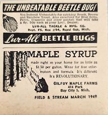 1949 Print Ad Lur-All Beetle Bugs Fishing Lures Royal Oak,Michigan picture