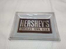 Vintage Hershey Chocolate Town USA Gray Smoky Glass Candy Trinket Dish 6.75
