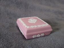 Vtg Wedgewood Trinket Box Diamond Shape Made In England Dusty Rose And White In picture