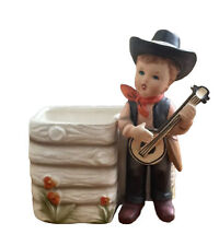 VTG MCM 1950s NAPCO Ceramic Singing  Cowboy Child W/ Guitar Planter Figurine picture