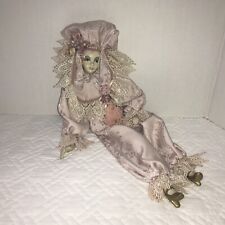 Early 2000s New Orleans Pink Lace Floral Pierrot Clown Doll Reclining Porcelain picture