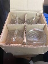 Set of 4 Small Clear Glass Square Open Baskets New in Box picture