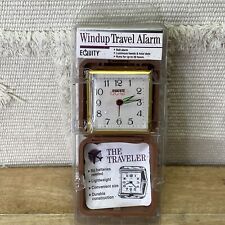 Vintage EQUITY Travel Alarm Clock Fold Up Style in Brown Case Brand New Sealed picture