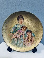 Edna Hibel Women & Children Cornelia & Her Jewels 24k Collectible Plate Box COA picture
