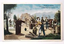1913 Padres Inspecting Skill of Indians | Old Mission Plaza CA Vintage Postcard picture