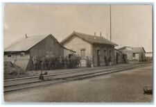 1914-1918 WWI Soldiers Railroad Train Station Depot France RPPC Photo Postcard picture