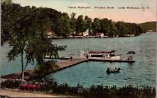 Postcard NY Lake Mahopac, New York; Hotel Mahopac Private Dock & Steamer Cu picture