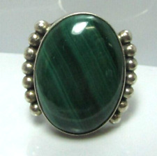 Vintage Large Gilo Nakai NAVAJO Sterling Silver Oval Malachite Ring Sz 9 picture