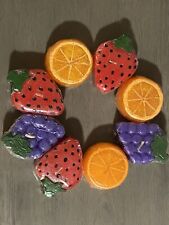 8 Vintage Floating Fruit Shaped Unscented Candles Oranges Strawberry Grapes picture