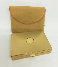 Vintage Carene Musical Compact Engine Turned Goldtone AGME Swiss Box  picture