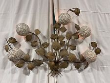 1950s Gold Gilt Metal Hydrangea Hollywood Regency Italian Tole Wall Sconce Lamp picture