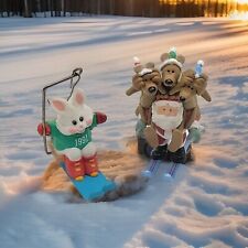 Hallmark Ornament Christmas lot Skiing Santa Reindeer Mouse Keepsake Dash 2pc picture