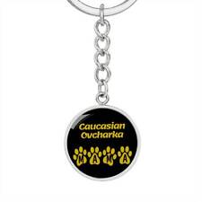 Caucasian Ovcharka Mama Circle Keychain Stainless Steel or 18k Gold Dog Mom Pen picture