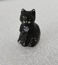 Antique Hubley Cast Iron Black Cat Kitty Kitten Painted Miniature Figurine 1¾ in picture